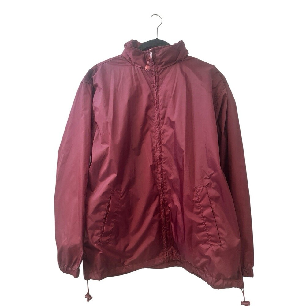 Haggar Generations Men’s L Burgundy Full Zip Hooded Windbreaker Jacket